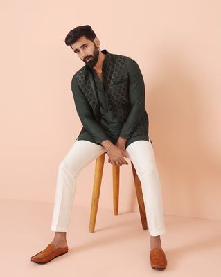 Men Self-Design Regular Fit Nehru jacket