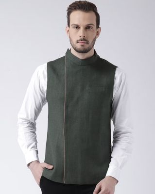 Herringbone Print Nehru Jacket