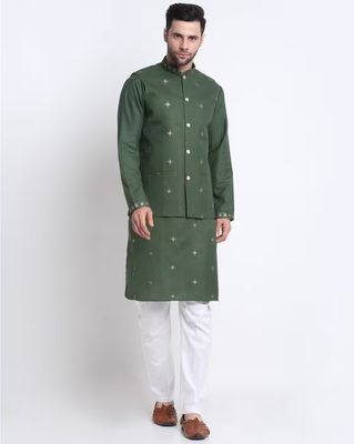 Mandarin Collared Indian Print Suit Set