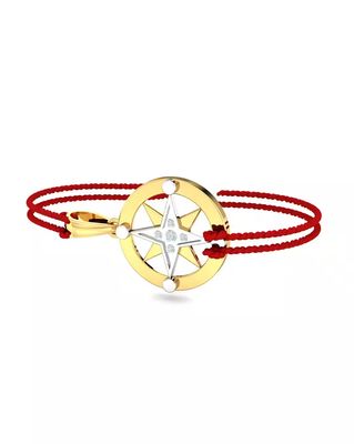 Diamond Compass Yellow Gold Rakhi cum Pendant