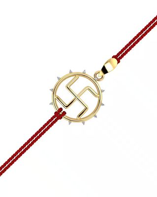 Yellow Gold Swastik Rakhi Pendant