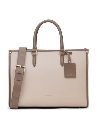 Women Colourblock Tote Bag with Buckle Accent