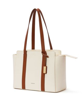 Women Sunflower Tote Bag with Dual Strap - Cream