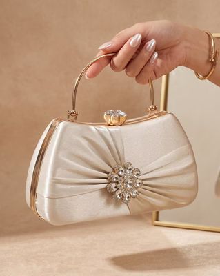 Women Embellished Clutch with Detachable Chain