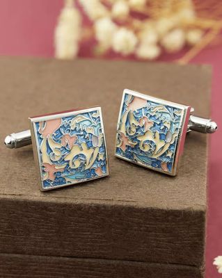 Floral Pattern Brass Cufflinks