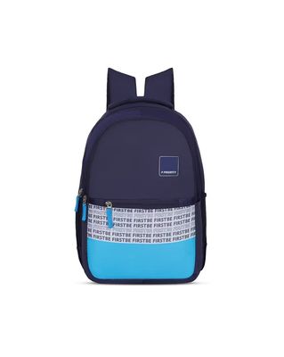 Unisex Printed College Backpack with Raincover - 38L - Navy Blue