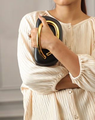 Shein Women Metal Accent Detail Clutch with Chain Strap