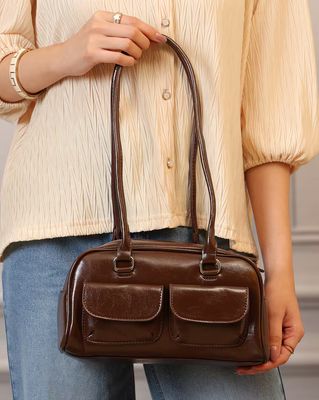 Shein Women Single Zip Shoulder Bag With Flap Pocket