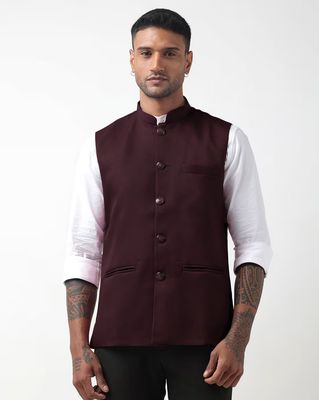 Men Mandarin-Collar Regular Fit Nehru Jacket
