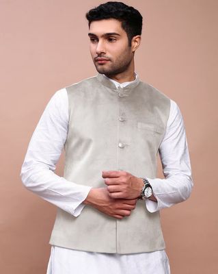  Men Slim Fit Velvet Nehru jacket