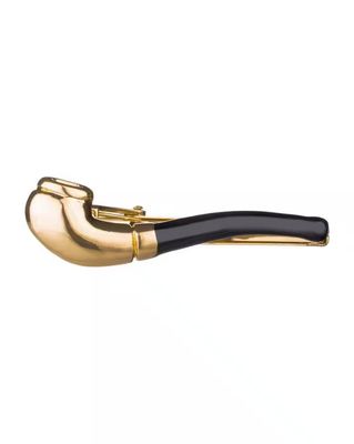 Men Brass Smoking Pipe-Shaped Tie Pin