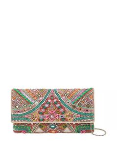 Women Beaded Mirror Clutch Bag