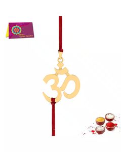 Yellow Gold Om Rakhi Bracelet