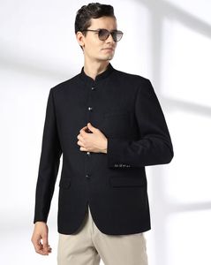 Men Patterned Slim Fit Bandhgala Jacket