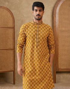 Embroidered Regular Fit Kurta & Pyjamas Set