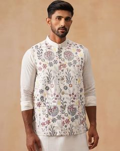 Men Embroidered Regular Fit Nehru Jacket