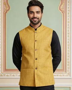 Men Woven Design Nehru Jacket