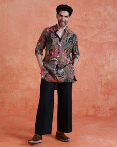 Men Printed Regular Fit Kurta & Pants Set