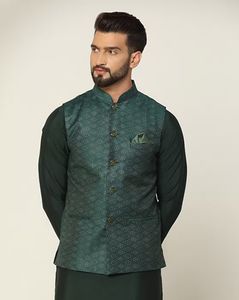 Men Regular Fit Nehru Jacket with Patch Pockets