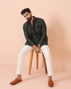 Men Self-Design Regular Fit Nehru jacket