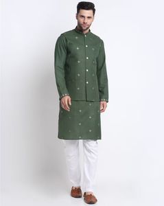 Mandarin Collared Indian Print Suit Set
