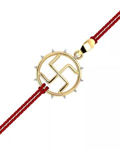 Swastik Yellow Gold Rakhi Pendant
