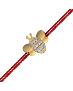 Yellow Gold Diamond-Studded Bee Pendant Rakhi
