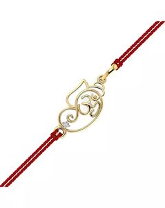 Yellow Gold Om Ganpati Diamond-Studded Pendant Rakhi