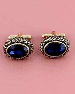 Stone-Studded Oval Shaped Cufflinks 
