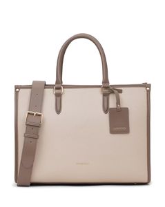 Women Colourblock Tote Bag with Buckle Accent