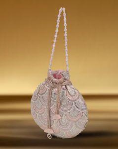 Women Embellished Potli Bag - Rose Gold