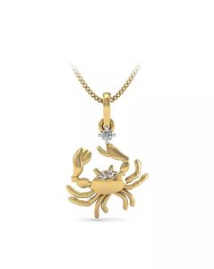 Cancer Zodiac Yellow Gold Diamond Pendant