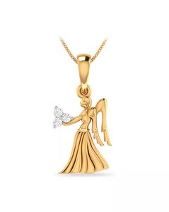 Virgo Zodiac Yellow Gold Diamond Pendant