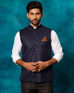 Sleeveless Nehru Jacket with Mandarin Neck